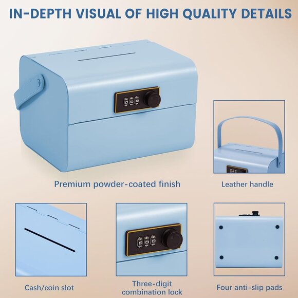 Money Safe and Cash Lock Box for Kids, Small Metal Security Safe(1 Pcs(Any Coor) - Picture 7 of 9